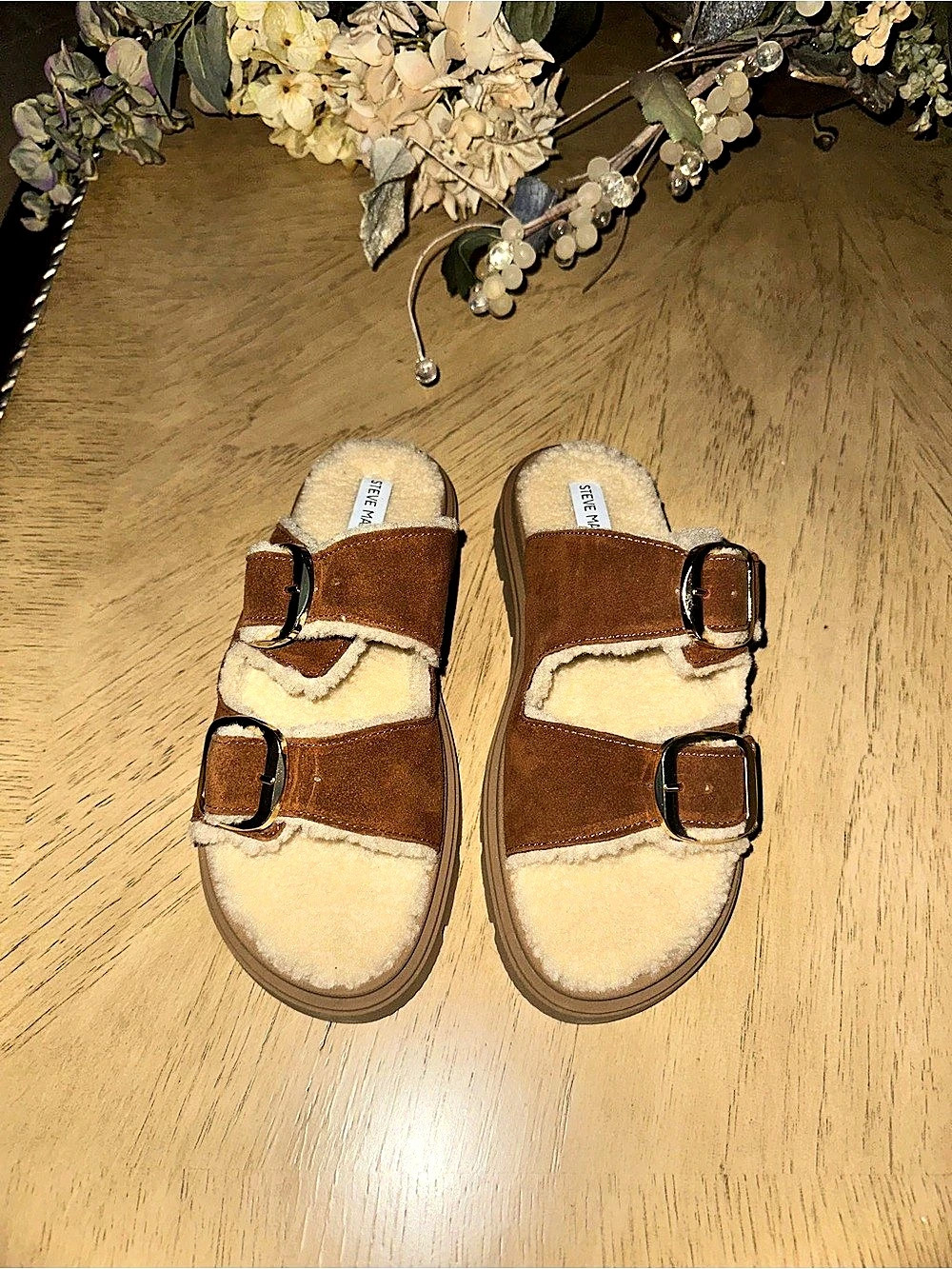 Steve Madden Snuggle Strappy Sandals Brown & Cream US 10